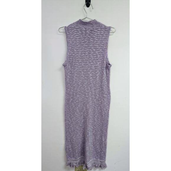 Anthropologie Callahan Acadia Sweater Dress Midi Macrame Hem Lavender Large - Picture 10 of 11